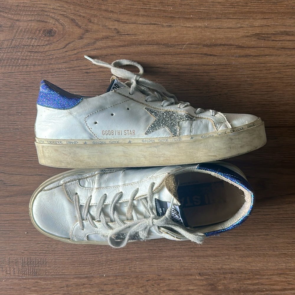 GOLDEN GOOSE - Blue and White Sneakers - W 8.5